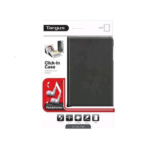 TARGUS APPLE iPad NEW CLICK-IN CUSTODIA IN POLICARBONATO E POLIURETANO + CUFFIE IN-EAR NERO